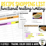 Recipe Shopping List Writing Activity