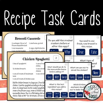 Preview of Recipe Task Cards