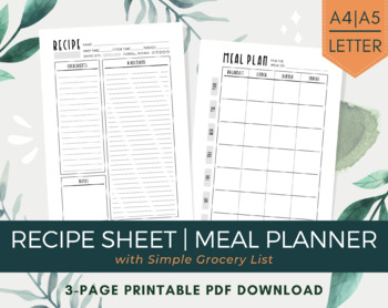 Meal Plan and Grocery List PDF, Free Printable