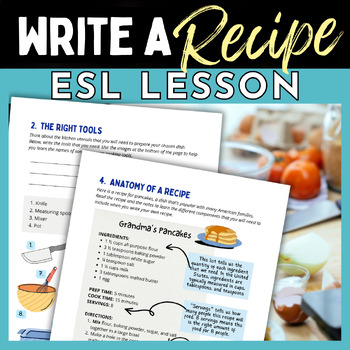 Preview of Recipe Writing and Cooking Vocabulary Lesson for ESL
