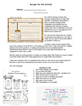 Preview of Recipe for Me Activity