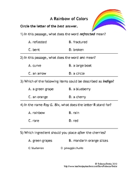 Recipe for Reading Comprehension - Edible Rainbow by Rebecca Bettis