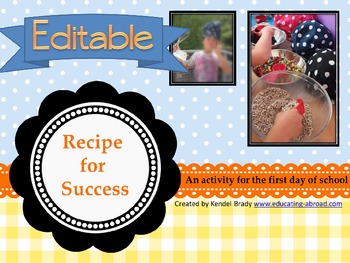 Preview of Recipe for Success Back to School Activity | Community Building for First Day