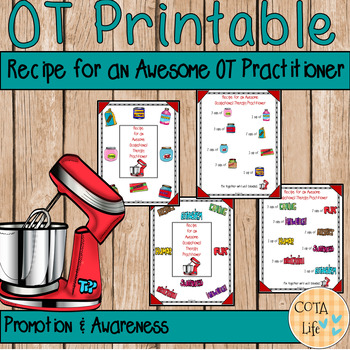 Preview of Recipe for an Awesome OT Practitioner Printables