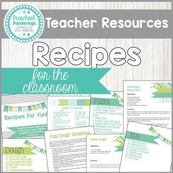 Preview of Recipes for the Classroom - Childcare Infant Toddler and Preschool