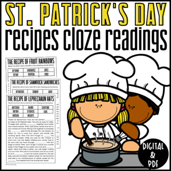 Preview of Recipes of Saint Patrick's Day/Cloze Reading/ Digital