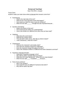 Preview of Reciprocal Teaching: Jobs and Suggested Questions