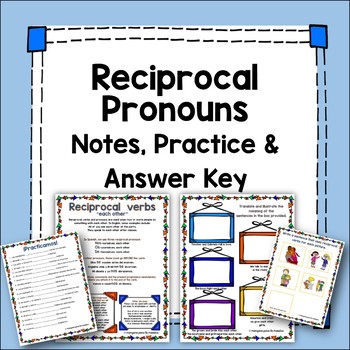 Preview of Reciprocal Verbs and Pronouns in Spanish - notes and practice exercises