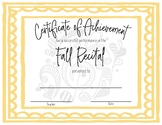 Recital Achievement Certificate Bundle- B&W and COLOR