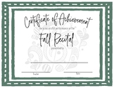 Recital Achievement Certificates (bundle)- Green