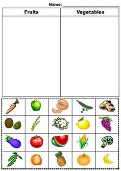 Preview of Healthy Eating - recognise basic fruits and vegetables