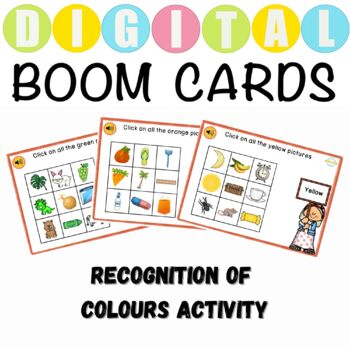 Preview of Recognition Of Colors Activity For Preschoolers With Audio - Boom Cards™