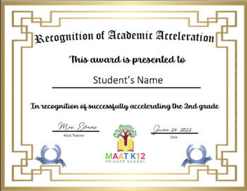 Preview of Recognition of Academic Acceleration Certificate - Editable