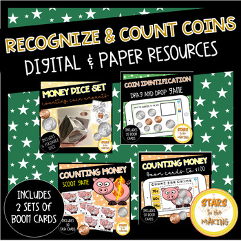 Preview of Recognize and Count Coins digital and paper hands on resources