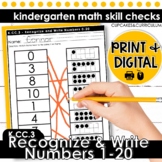 Recognize and Write Numbers 1-20 Worksheets Kindergarten M