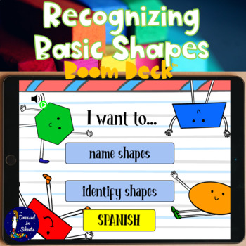 Preview of Recognizing Basic  Shapes English and Spanish BOOM Cards