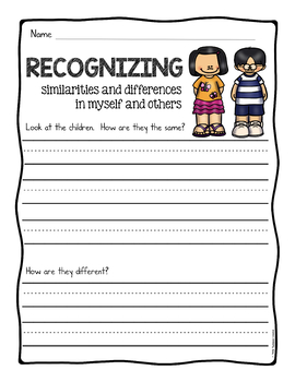 recognizing diversity writing prompts and worksheets by