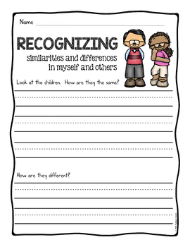 recognizing diversity writing prompts and worksheets by