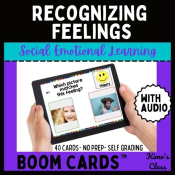 Preview of Recognizing Feelings and Emotions | Social Emotional Learning | BOOM CARDS FREE