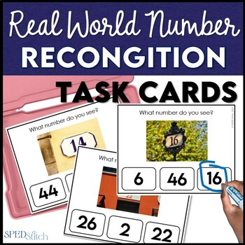 Preview of Recognizing Numbers in the Real World Task Cards - Print & Digital