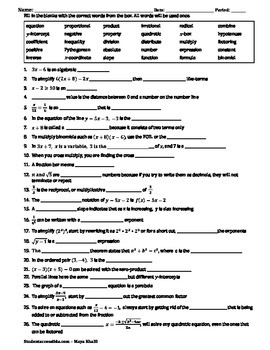 fill in the blanks for vocabulary words worksheet by maya khalil