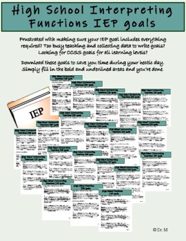 Preview of Interpreting Functions in math IEP goals