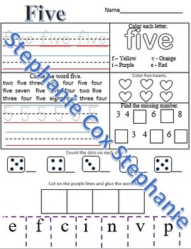 Preview of Recognizing, tracing and counting number words 1-10