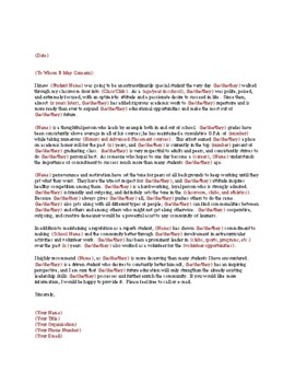 Preview of Recommendation Letter Template