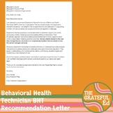 Recommendation Letter for Behavioral Health Technician BHT