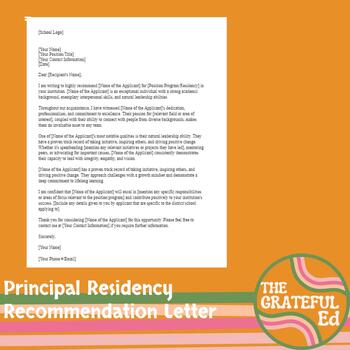 Preview of Recommendation letter for principal residency principal resident cert program