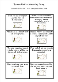 Reconciliation Matching Game - sacrament preparation by Rhea Hristou