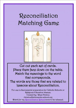 Preview of Reconciliation Matching Game - sacrament preparation