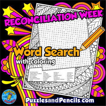 Preview of Reconciliation Week Word Search Puzzle with Coloring | Indigenous Australia