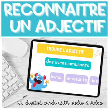 Preview of French Adjectives words BOOM CARDS Reconnaitre un adjectif