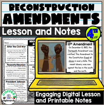 Preview of Reconstruction: 13th, 14th & 15th Amendments Lesson & Activities SS4H6