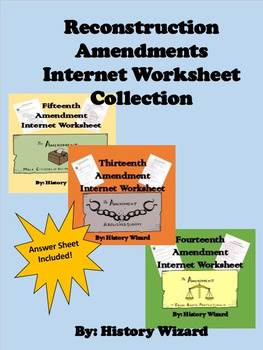 Preview of Reconstruction Amendments (13th, 14th, 15th) Internet Worksheet Collection