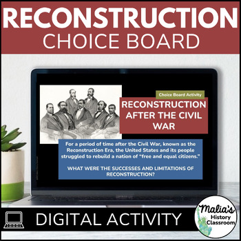 Preview of Reconstruction Content Choice Board | Post-Civil War Activity