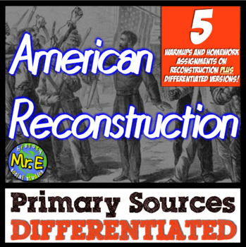 Preview of Reconstruction Era Primary Source Reading Passages Differentiated 