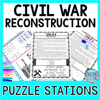 Preview of Civil War Reconstruction PUZZLE STATIONS: Civil War, Lincoln, Andrew Johnson