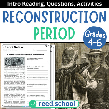 Preview of Reconstruction Era Period (Post-Civil War): Reading Activity Lesson (Grades 4-6)