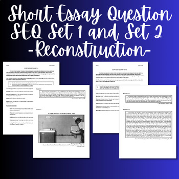 Preview of Reconstruction Era Short Essay Question (SEQ) Set 1 and 2 Bundle-NY Regents Prep