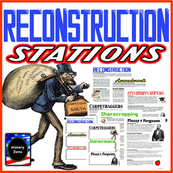 Preview of Reconstruction Era Stations Activity Amendments Freedman's Bureau KKK