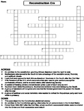 Civil War Reconstruction Era Worksheet/ Crossword Puzzle
