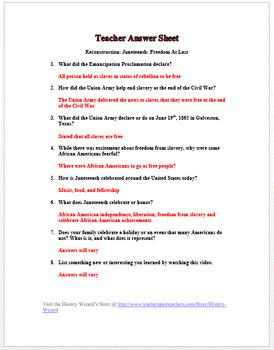 reconstruction juneteenth freedom at last 5 minutes video worksheet