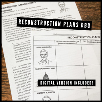 Preview of Digital & PDF Reconstruction Plans DBQ