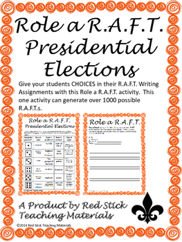 Preview of Presidential Elections Roll a R.A.F.T writing prompt generator