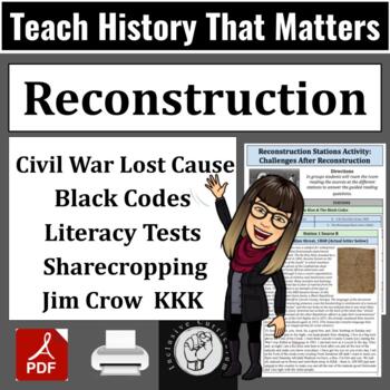 Preview of Reconstruction Stations: Civil War, KKK, Jim Crow, Literacy Tests, Black Codes