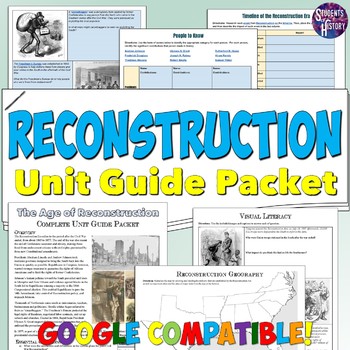 Preview of Reconstruction Era Study Guide Unit Packet: Map, Timeline, & Activities