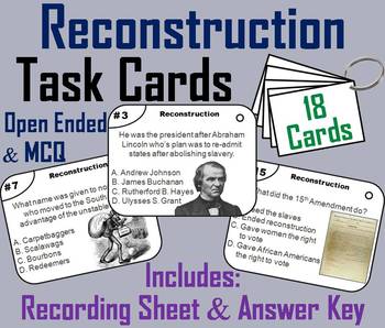 Preview of Civil War Reconstruction Era Task Cards Activity (13th 14th 15th Amendments)