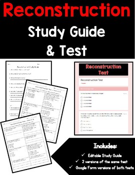 Preview of Reconstruction Study Guide and Tests